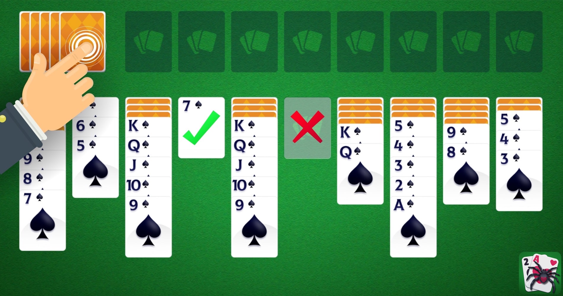 spider solitaire card deal
