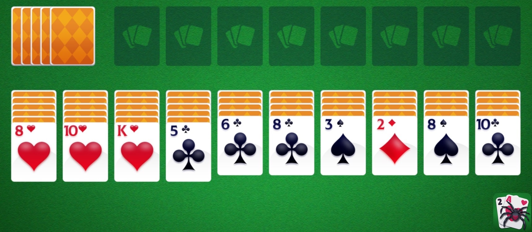 spider solitaire playing field